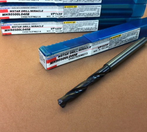 MITSUBISHI WSTAR MHS0500L040B Coolant Thru Solid Carbide Drill; 5mm🎯 Machinist - Picture 2 of 4
