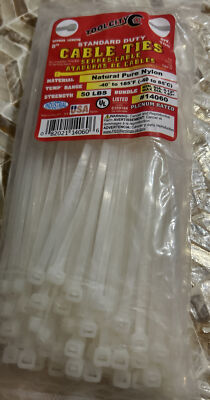 (100-Pk) Tool City Standard Duty Plenim Rated Cable Tie White 8'' 3767142