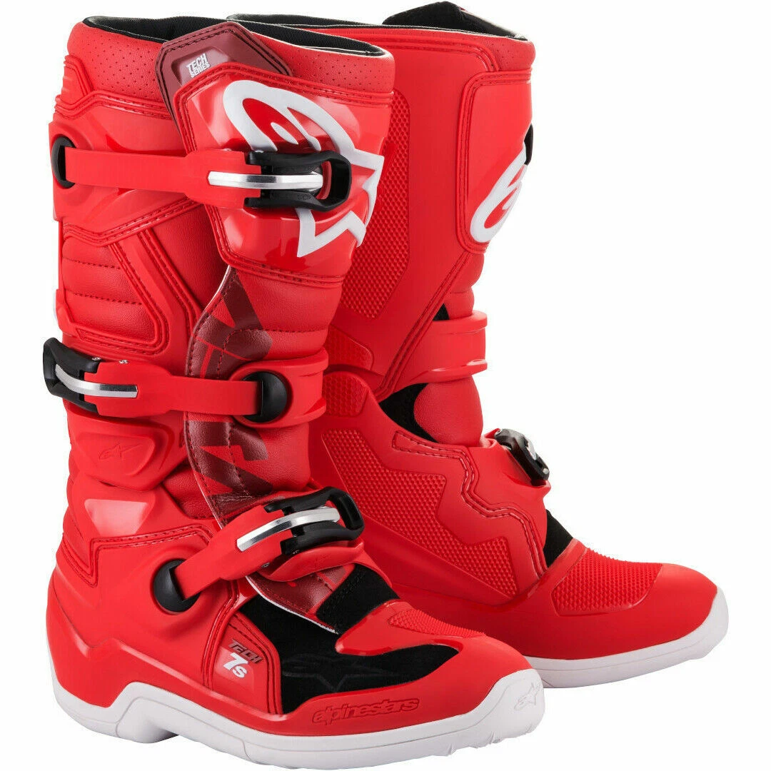 Alpinestars TECH 7S Jeunes Junior Motocross MX Bottes Rouge