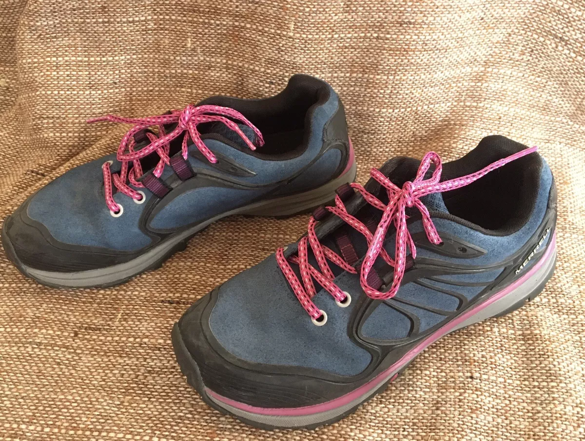 Merrell Verterra Hiking Shoes Blue Moon Rose Pink Waterproof Women s Size 8.5