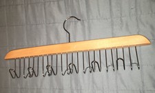 Vintage Belt or Tie Holder 12 Hooks Wood and Metal