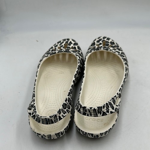 Crocs Kadee Black & White Leopard Animal Print Ballet Slip-on Flats Women's SZ 7 - Picture 4 of 4