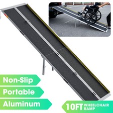 10FT Portable Wheelchair Ramp Non-Slip Aluminum Folding Handicap Ramp Threshold