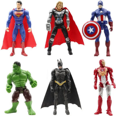 6 Stk Superheld: Superman Kapitän Amerika Thor Batman Iron Man Hulk Actionfigur/