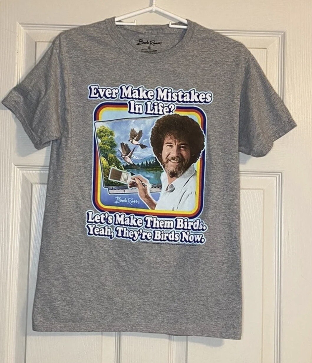 Bob Ross "Ever Make Mistakes in Life?" Men's T-Shirt.… - Gem