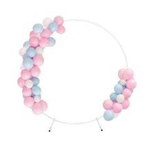 Round Backdrop Stand Circle Arch, 6.5ft White Aluminum Balloon Arch Kit for P...