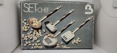 Löffel, Schaumlöffel, Löffel, Stelzen, Set 4-tlg. Edelstahl 18/10 Barazzoni, 80er Jahre
