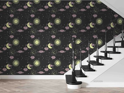 3D Sun Moon Star Cloud Self-adhesive Removable Wallpaper Murals Wall 899