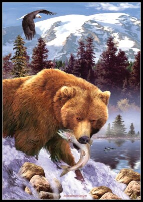 Grizzly Bear - DIY Chart Counted Cross Stitch Patterns Needlework 14 ct Aida   