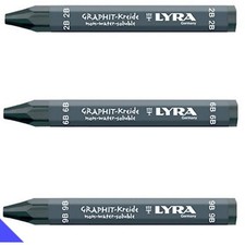 SET OF 3 - LYRA Graphite Crayon Solid Stick 2B, 6B, 9B Drawing, Sketching, Art