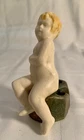 WELLER POTTERY MUSKOTA BOY ON ROCK FLOWER FROG CA. 1920....MINT! CUTE!