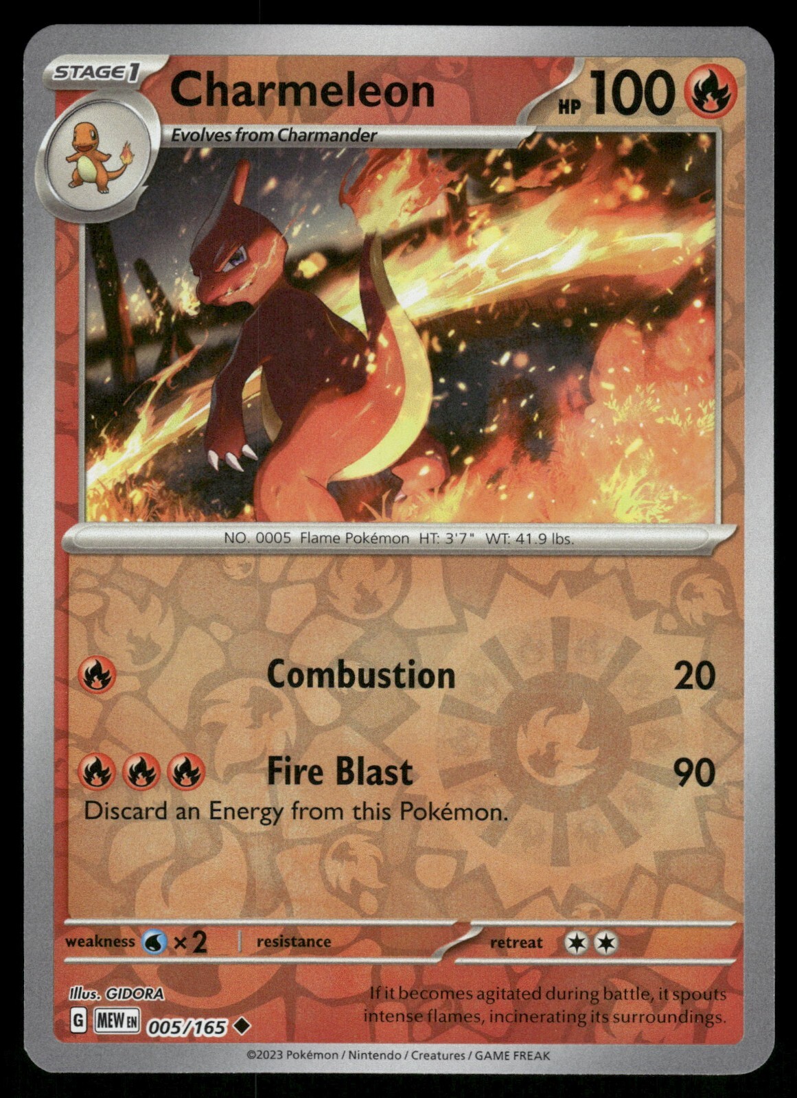 Charmeleon Reverse Holo NM 005/165 Scarlet & Violet 151 Pokemon Card