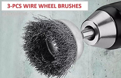 3PC Wire Wheel/Cup Brushes 1"and 2" Assortment Crimped Metal Grinding 1/4" Shank - Picture 6 of 6