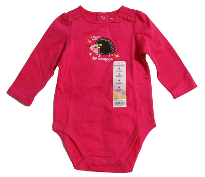 NEW GIRLS 9 MONTHS JUMPING BEANS L/S BODYSUIT HEDGE HOG LOVE TO SNUGGLE PINK
