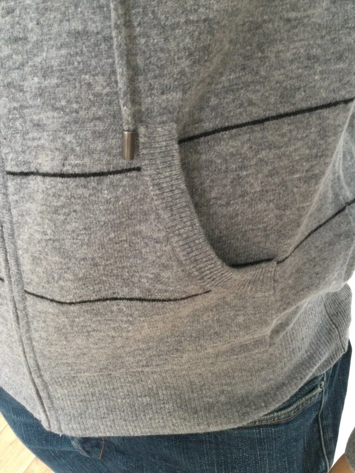 OFF WHITE Felpa con cappuccio grigia a righe Ed Hardy di Christian Audigier taglia M