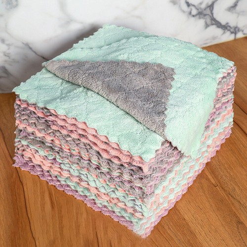 Two-color Absorbent Rag, Dish Towel, Dish Scouring Pad, Kitchen Dish Cloth - Zdjęcie 4 z 5