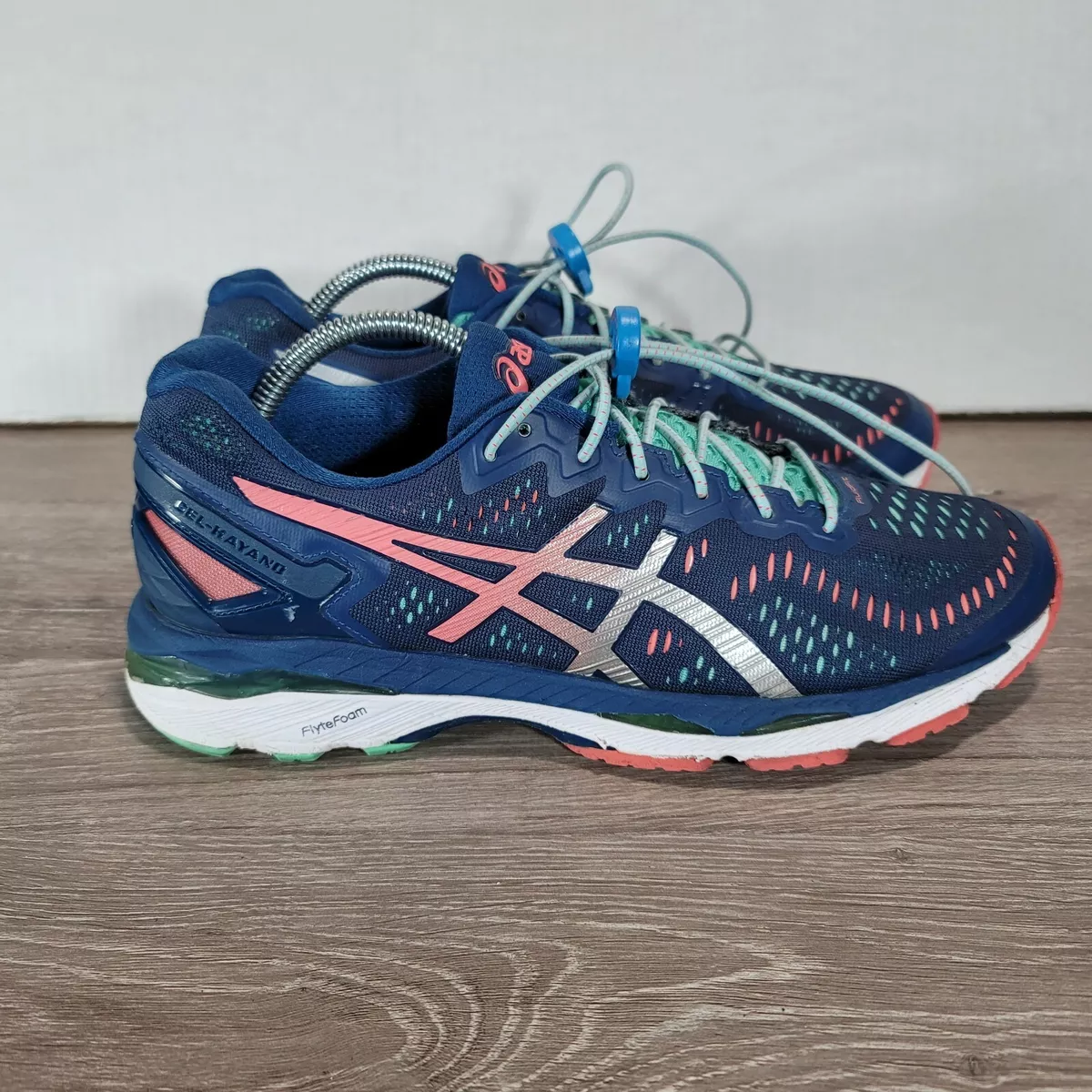 ASICS Women s GEL KAYANO 23 Running Shoes Blue T696N Low Top Lace Up Sz 9.5 M