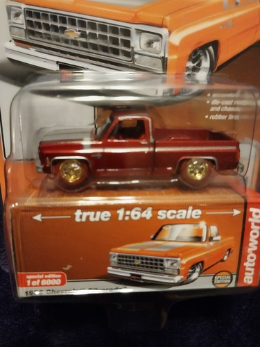 CHASE! Ultra rot! Auto World 1980 Chevrolet Silverado Custom Orange CP7806