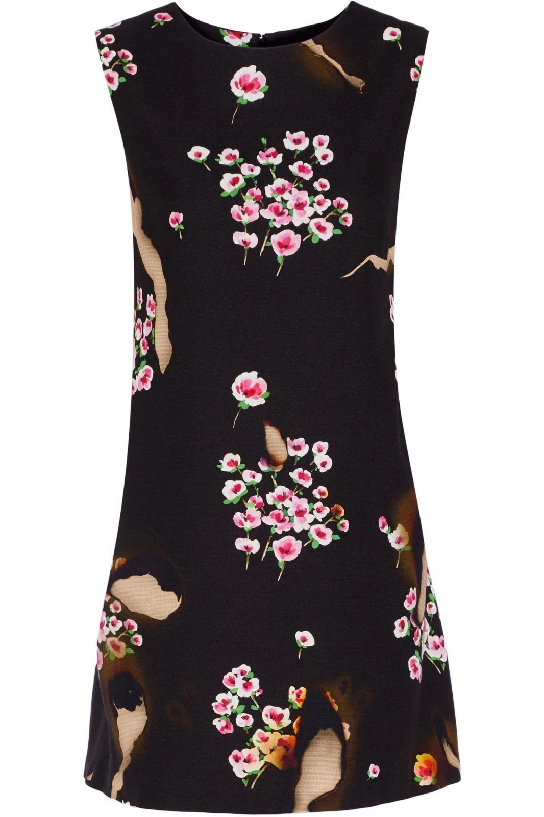 Mini Abito Moschino Effetto Bruciato Floreale Senza Maniche A Line Nuovo con etichette US12 IT46