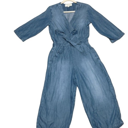 Cloth & Stone for Anthropologie Chambray Jumpsuit cropped wide leg women's XS - Picture 11 of 12