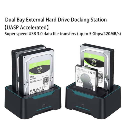 Dual Bay External Hard Drive Docking Station for HDD/SSD hard drive enclosure 5G - Afbeelding 5 van 6