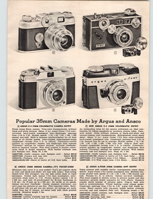 1955 PAPER AD Argus Ansco C-4 35MM Colormatic Camera Outfit Spartus