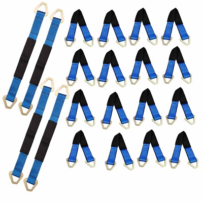 20PK 24'' Blue Heavy Duty Axle Straps for Secure Race Car Tie-Downs