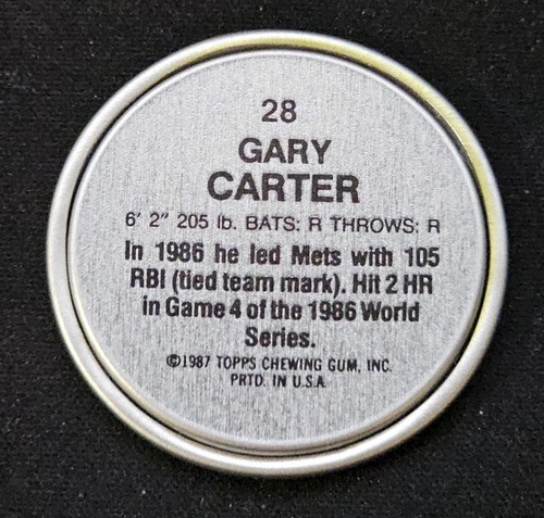 1987 Topps Baseball Coin #28 Gary Carter Mets - Picture 2 of 2
