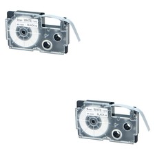 2PK 9mm Black on White Label Compatible with Casio XR-9WE KL-430 1500 Tape 3/8"