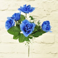 ARTIFICIAL SILK FLOWERS 5 HEAD SMALL OPEN ROSE BUNCH 6 COLOURS Home Outdoor