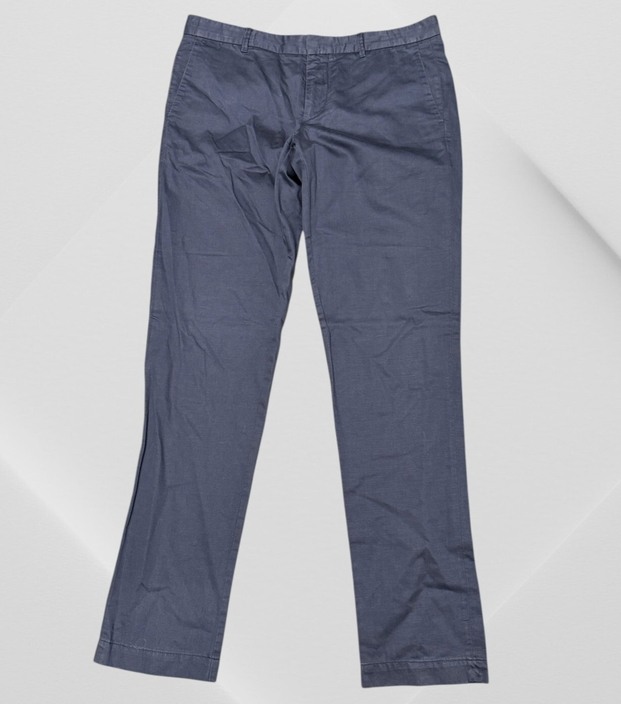 Cp Company Classic Slim Straight Chino Trousers Cotton Linen  36 x 34 Navy Blue