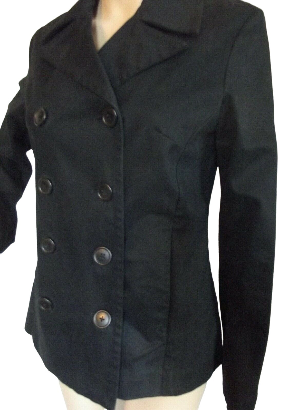 The Gap XS Solid Black Double Breasted Cotton Ble… - image 4