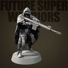 Modern Warrior Sniper 3D Print Model Kit 1/35 60mm Hight Unassembled Unpainted