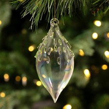 Northlight 5" Aqua Blue Teardrop Finial Glass Christmas Ornament