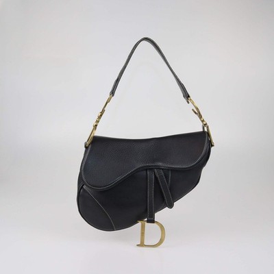 Christian Dior Black Leather Saddle Bag