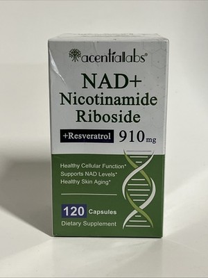 Acential Labs NAD+ Anti-Aging Supplement - 910 mg - 120 caps - Exp 10/27