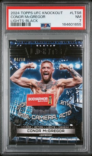 2024 TOPPS KNOCKOUT UFC LIGHTS BLACK #LTS6 CONOR MCGREGOR 4/10 PSA 7