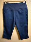 INTRO LOVE THE FIT WOVEN CAPRI PANTS SZ 10 PETITE NAVY BLUE SLIM LEG PULL ON — photo 1