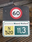 Vintage Dutch Road Sign 60 KPH N520 Noord-Holland Metal Traffic Sign 39x33cm