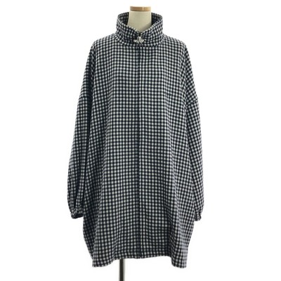 VETEMENTS Gingham Zip Up Pea Coat Angel Over Unisex XS Navy White Used KLDR-0