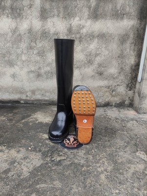 Handmade German Jack Boot With Leather Sole Hobnail With Iron Heel Iron Toe Plat