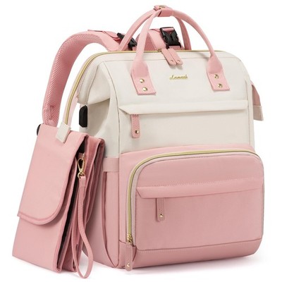 LOVEVOOK Diaper Bag Backpack with Changing Station Waterproof Black Beige