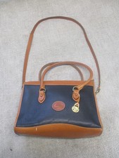 Vintage Dooney  Bourke Black  Tan Purse Shoulder Bag Satchel Zipper