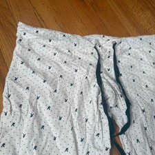 Playboy Bunny Print Pajama Pants, White Cotton Loungewear, Size M - Vintage Styl
