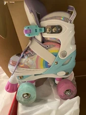 Sulifeel Rainbow Unicorn Adjustable Size Small Roller Skates for Girls
