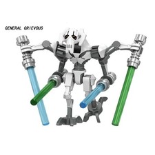 LEGO Star Wars General Grievous Minifig + 4 Lightsabers Authentic Jedi Killer