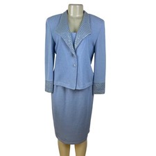 St. John Womens Light Blue Set Blazer Size 6  Skirt Size 10