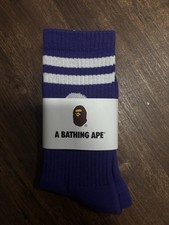 A Bathing Ape Mens Socks Color Purple with White BAPE Logo