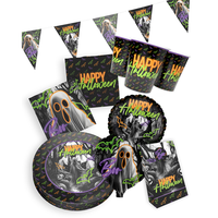 Halloween Partyset 6-Teilig – Teller, Becher, Servietten, Wimpel, TüTen, Ballons
