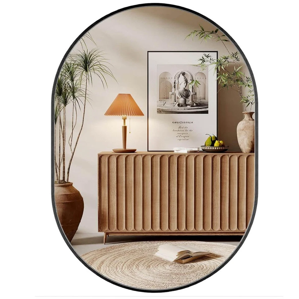 Dripex Ovaler Wandspiegel 50 * 70cm mit Aluminiumrahmen,dekorativer HD